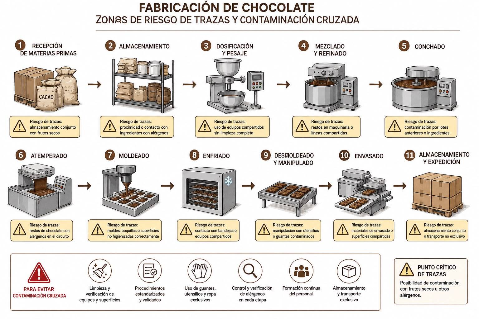 Fabricación de chocolate sin trazas de frutos secos: el proceso