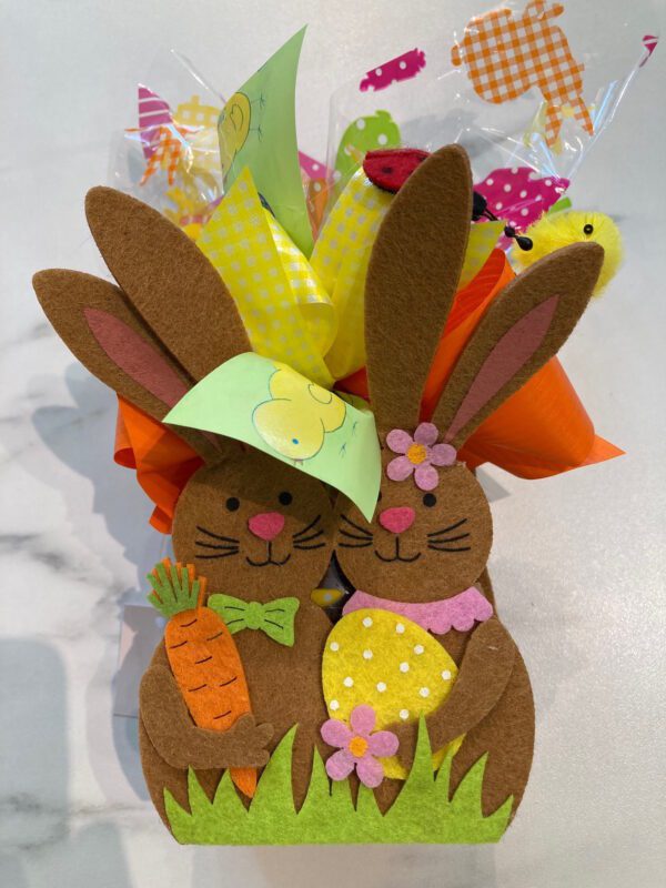 Cesta de fieltro para huevos de pascua, modelo "2 Conejos" - Imagen 2