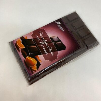 Tableta de chocolate negro a la naranja sin Leche, sin huevo, sin frutos secos, sin gluten